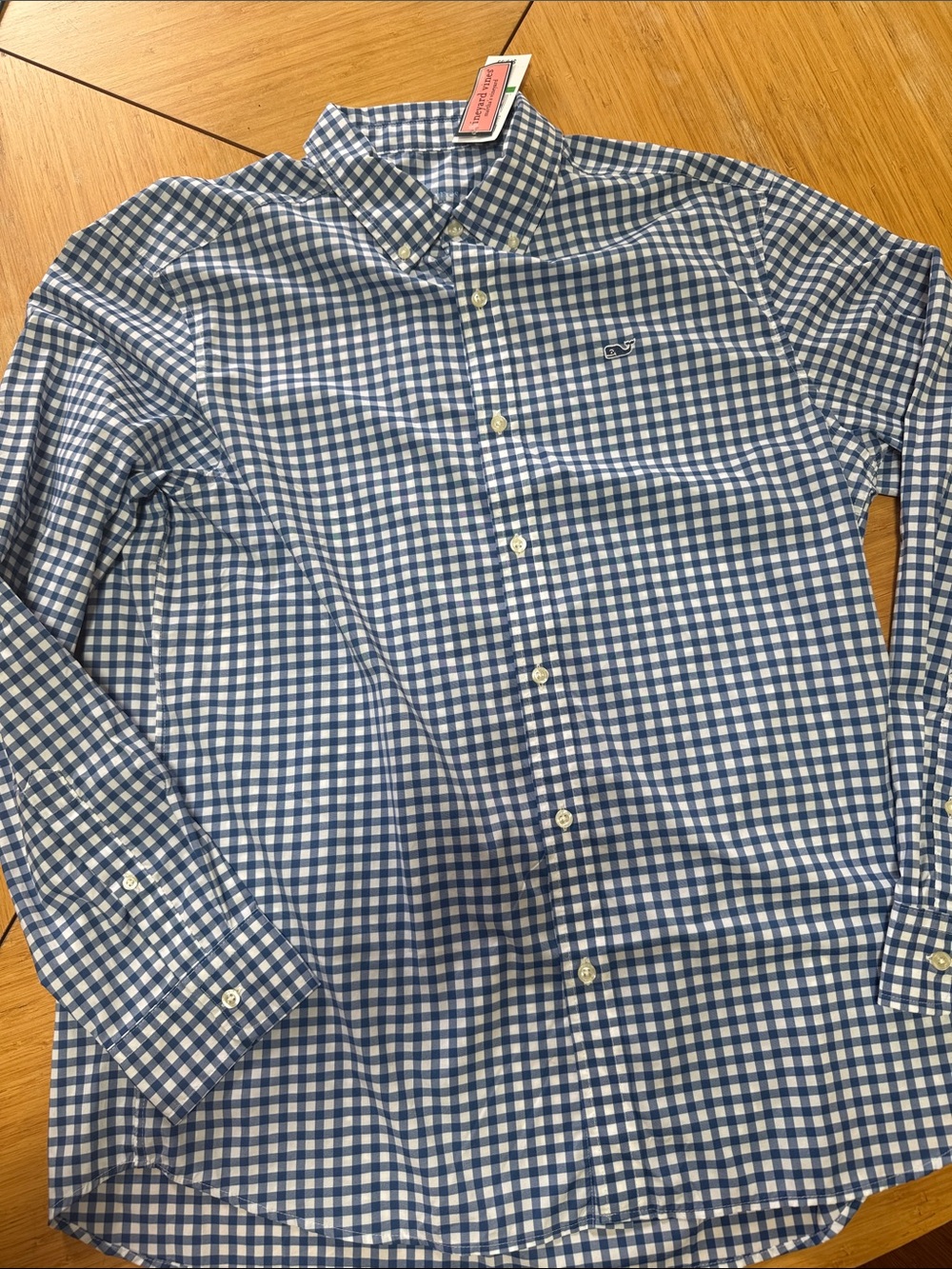 Vineyard Vines Navy and White Gingham Button-Down Shirt